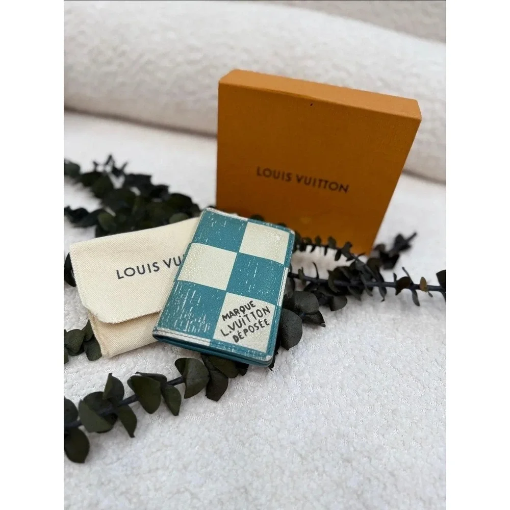 Louis Vuitton Damier Checkerboard Pocket Organizer Teal. With COA